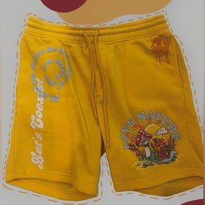 yellow low wasted sweat shorts